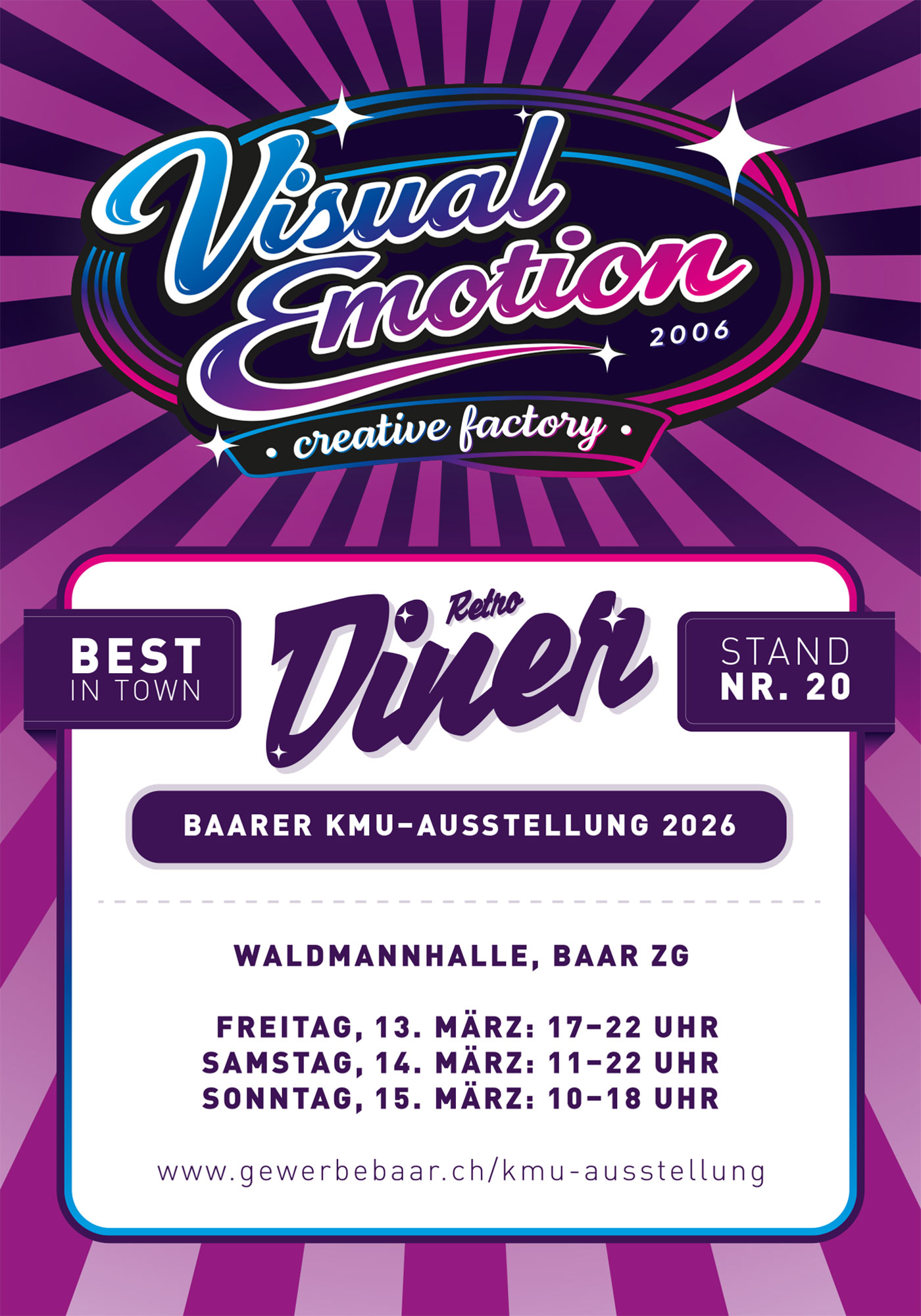 Visual Emotion an der Baarer KMU-Ausstellung 2026 mit ihrem exklusiven Retro-Diner